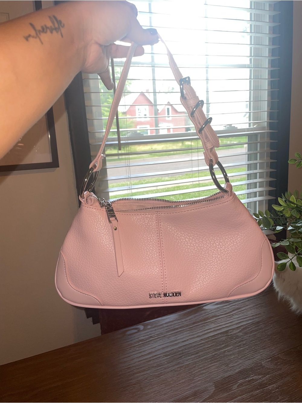 Steve Madden Soft Pink Pebbled Leather Shoulder Bag